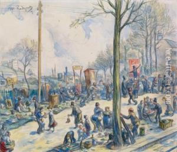 Le Marche Aux Puces Oil Painting - Maurice Radiguet