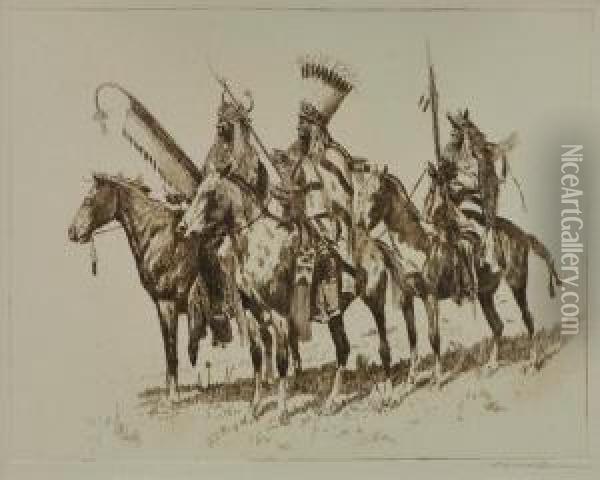 A Blackfoot Chief #2 Oil Painting - John Edward Borein