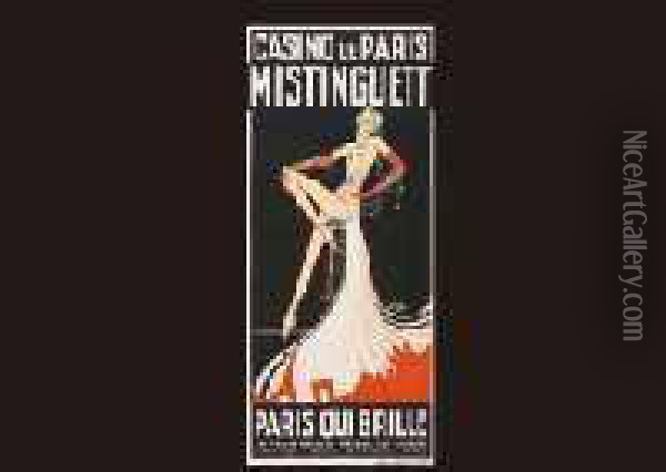 Casino De Paris, Mistinguett Oil Painting - Louis Gaudin Zig