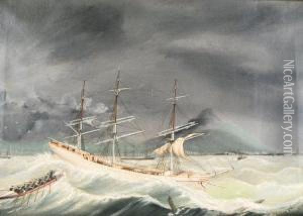 Stormy Seas Oil Painting - T.H. Williams