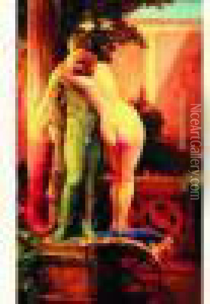 Hermes Et Aphrodite Oil Painting - Jan Styka