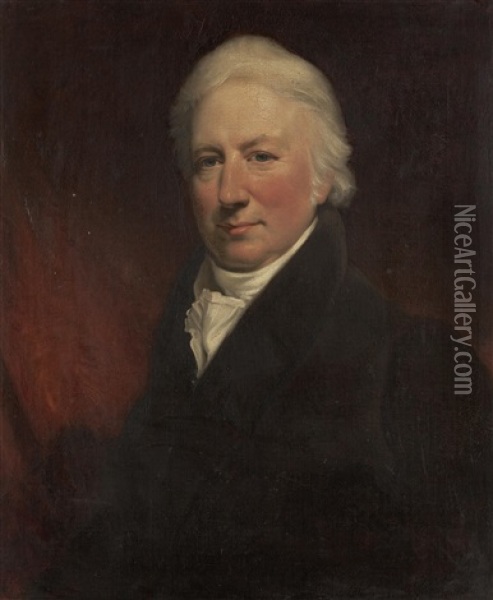 Bust Length Portrait Of Charles, 6th Lord Clifford, Wearing A White Cravat Oil Painting - James Ramsay
