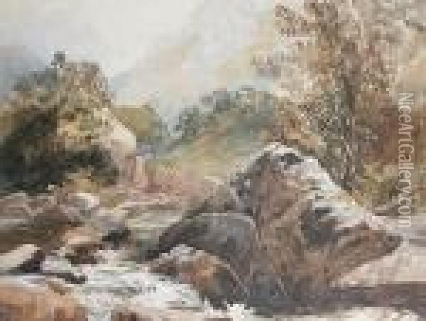A Mountain Stream Oil Painting - William James Muller