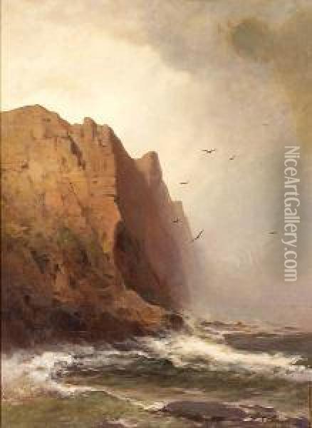 Cliffs And Stormy Seas Oil Painting - Carl Von Perbandt