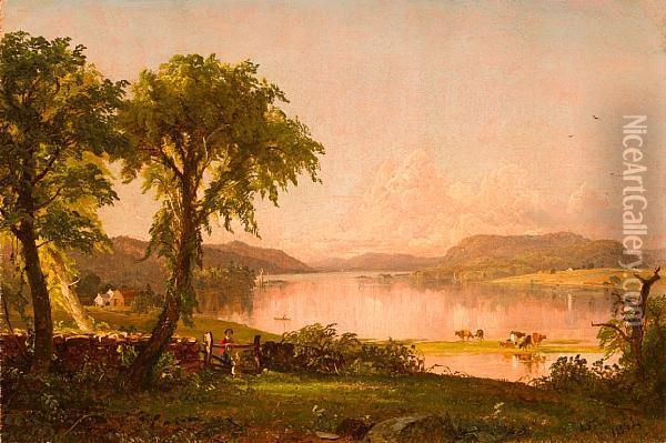 Summer Afternoon At Greenwood Lake Oil Painting - Jasper Francis Cropsey