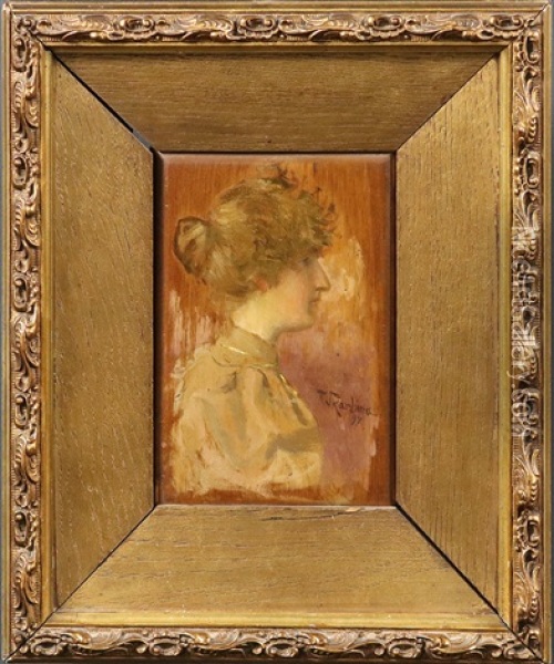 Madchen Im Profil Oil Painting - Franz Skarbina