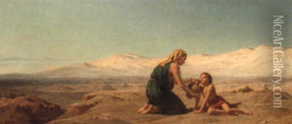 Hagar And Ishmael In The Desert Oil Painting - Frederick Goodall