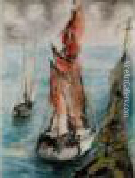 Boats Oil Painting - Issachar ber Ryback