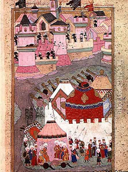 TSM H.1524 Siege of Vienna by Suleyman I 1494-1566 the Magnificent, in 1529, from the Hunername by Lokman, 1588 Oil Painting - I the Magnificent Suleyman