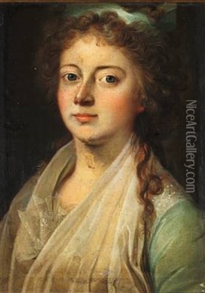 Portrait Of Queen Marie Sophie Frederikke Married To Frederik Vi Oil Painting - Jens Juel