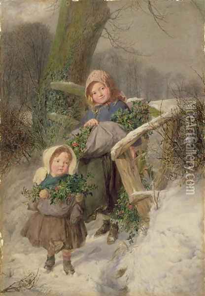 The Holly Gatherers, 1858 Oil Painting - Frederic James Shields