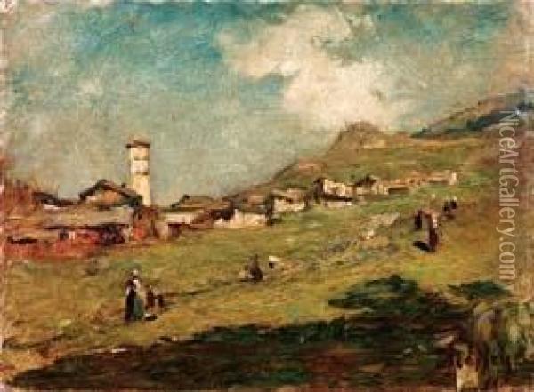 Val Vigezzo - 1916 Circa Oil Painting - Ambrogio Raffaele