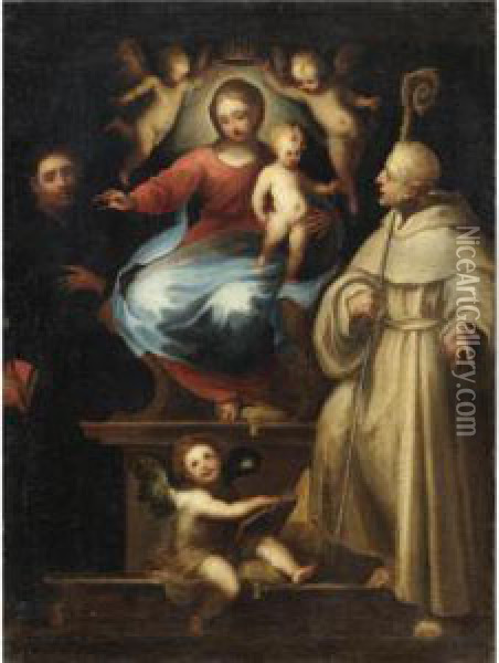 Madonna Col Bambino Tra San Paolo E San Benedetto Oil Painting - Francesco Vanni