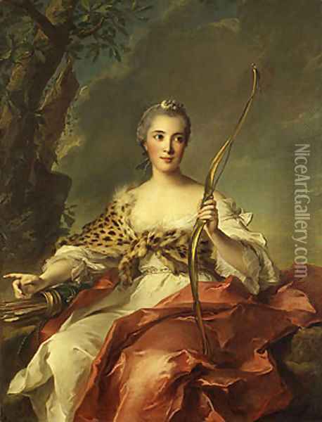 Madame de Maison Rouge as Diana 1756 Oil Painting - Jean-Marc Nattier