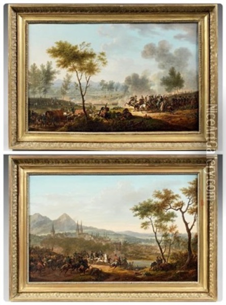 La Bataille De Marengo, La Bataille De Zurich (pair) Oil Painting - Jacques Francois Joseph Swebach-Desfontaines