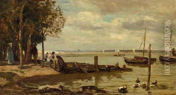 Honfleur, the Shore Oil Painting - Eugene Boudin