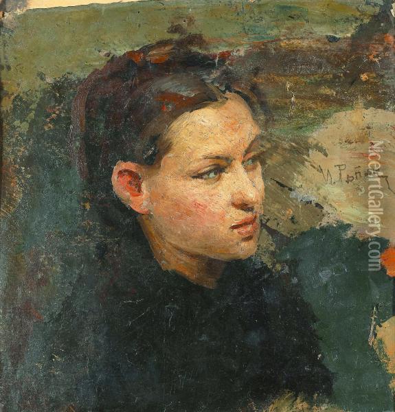 Portrait Of Vera Repina, The First Wife Of The Artist Oil Painting - Ilya Efimovich Efimovich Repin