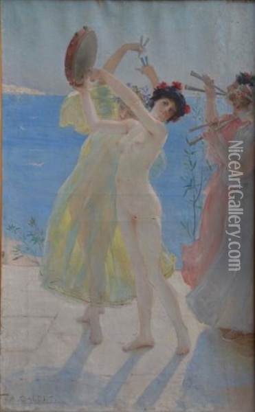 Les Danseuses Au Bord De La Mer Oil Painting - Antoine Calbet