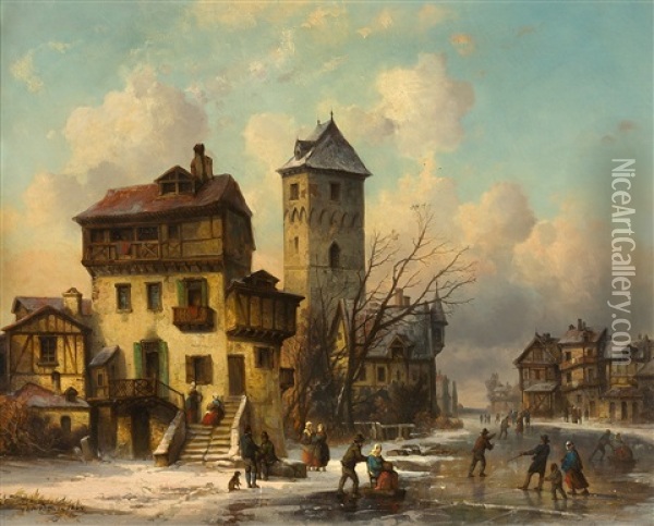 Eisvergnugen Oil Painting - Josef Karl Berthold Puettner