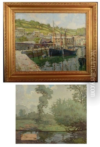 Mevagissey Harbour And Westcliff Oil Painting - Hurst Balmford