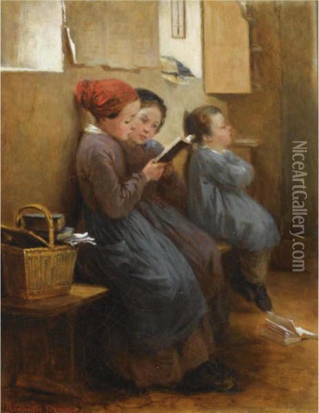 The Reading Lesson Oil Painting - Henriette Browne