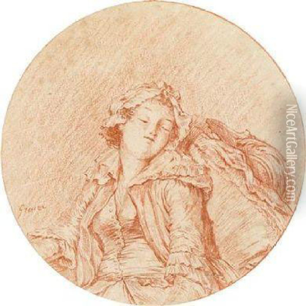 Studie Eines Schlafenden Madchens Oil Painting - Jean Baptiste Greuze