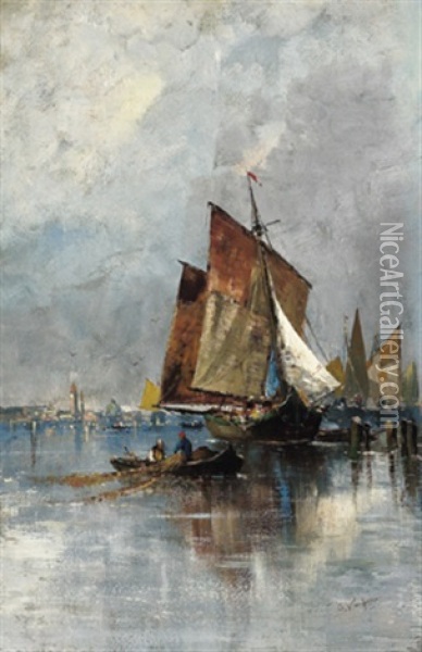 Fischerboote Vor Venedig Oil Painting - Adolf Kaufmann