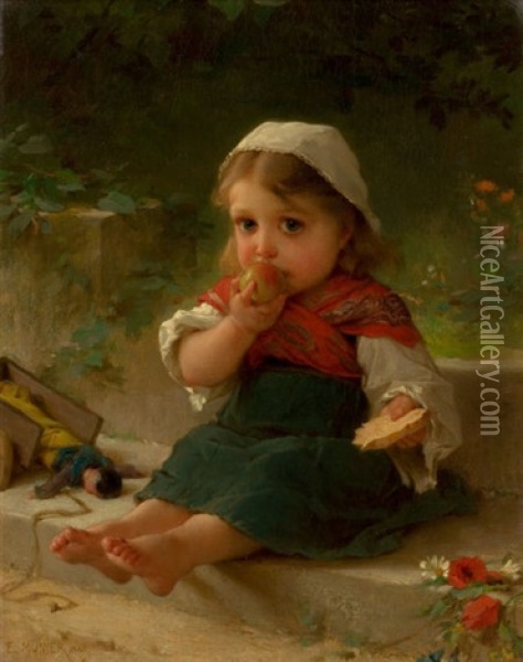 Portrait Of A Child Oil Painting - Emile Munier
