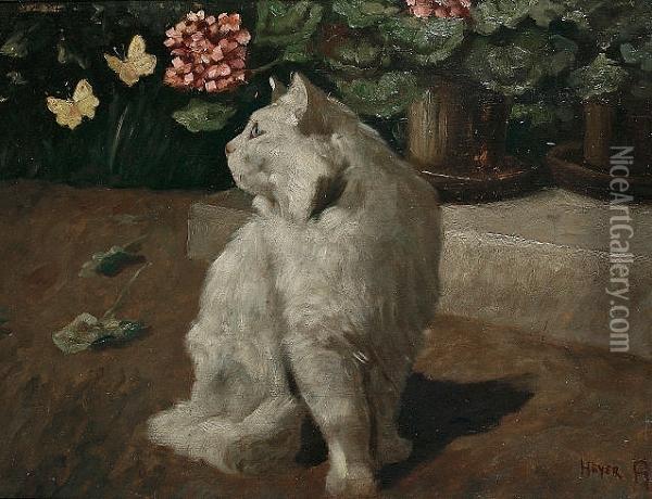 Portrait Of A Cat Oil Painting - Arthur Heyer