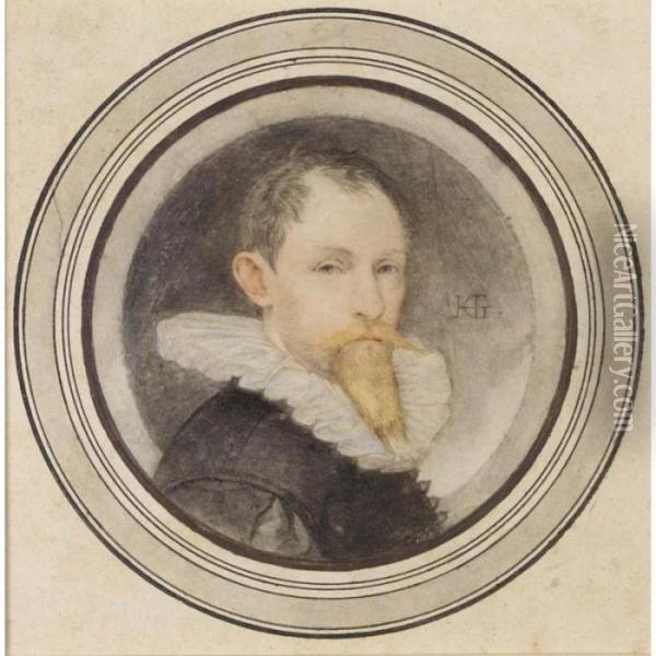 Self-portrait, Within A Drawn Circle Oil Painting - Hendrick Goltzius