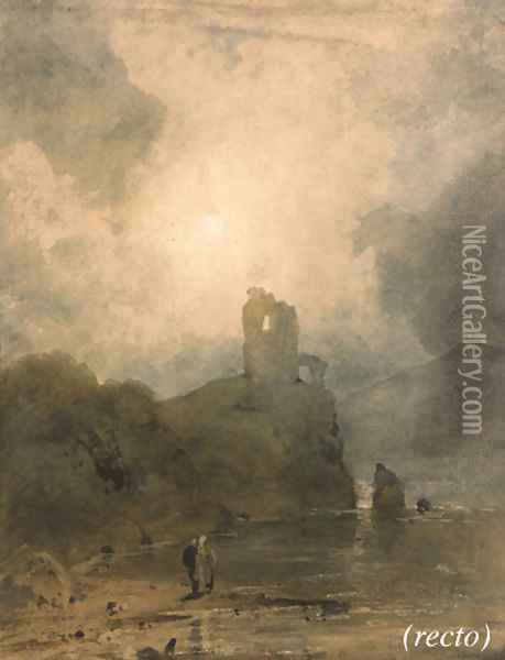 Dolbadern Castle on Llanberris Lake, Caernarvonshire Oil Painting - John Sell Cotman