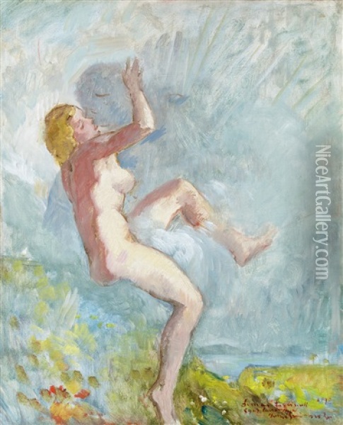 Love (jupiter And Io) Oil Painting - Bela Ivanyi Gruenwald