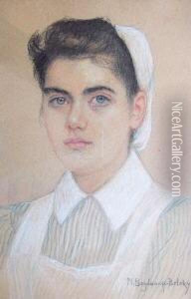 Brustbild Einer Jungen Krankenschwester Oil Painting - Nikolai Petrovich Bogdanov-Belsky