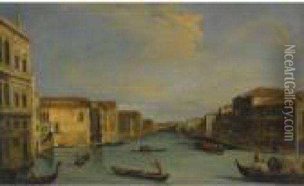 Venice, A View Of The Grand 
Canal Looking North-east From The Palazzo Balbi To The Rialto Bridge Oil Painting - (Giovanni Antonio Canal) Canaletto
