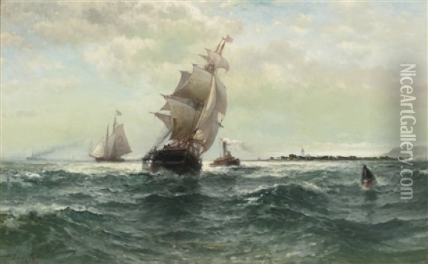 Off Atlantic Shore, Highlands Oil Painting - Edward Moran
