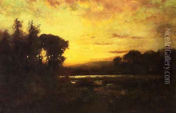 Wetlands at Sunset Oil Painting - William Keith