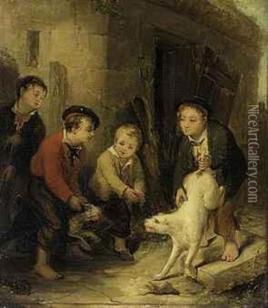 The Boys And Dogs Oil Painting - William Bonnar