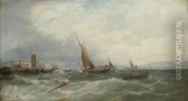 Near St. Malo (illustrated); And On The East Coast, Possiblywhitby Oil Painting - William Harry Williamson
