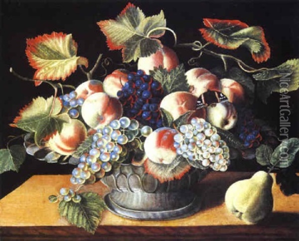 Corbeille De Fruits Sur Un Entablement Oil Painting - Panfilo Nuvolone