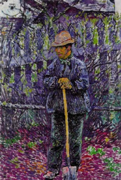 In Primavera (mann Mit Schaufel) Oil Painting - Giovanni Giacometti