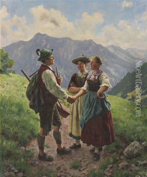 Die Begegnung Oil Painting - Emil Rau