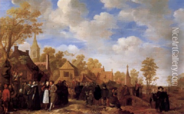 Jahrmarkt In Einem Hollandischen Dorf Oil Painting - Jan Miense Molenaer