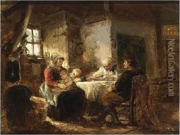 A Prayer Before The Meal Oil Painting - Herman Frederik Carel ten Kate