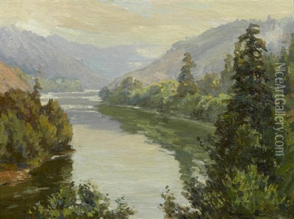 Along The Russian River Oil Painting - Benjamin Chambers Brown