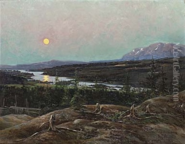 Midnatt, Morsil Oil Painting - Robert Karl Lundberg