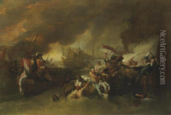 The Battle Of La Hogue Oil Painting - Benjamin West