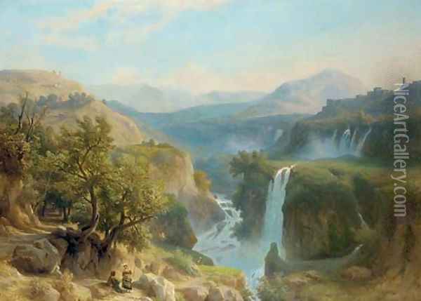 Cascades at Tivoli Oil Painting - Franz Knebel