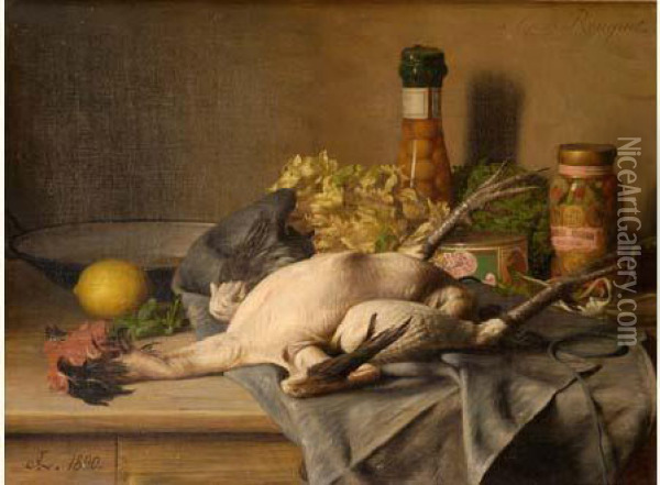 Nature Morte Au Coq Oil Painting - Jules Larcher