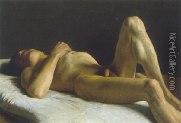 Liegender, Mannlicher Akt Oil Painting - Tom von Dreger