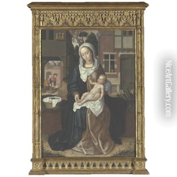 Madonna And Child Oil Painting - Pieter Claeissins the Elder